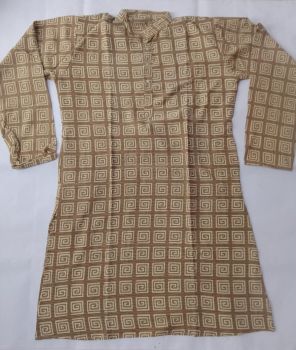Brownish Grey Pure Handloom Cotton Kurta From Bengal
