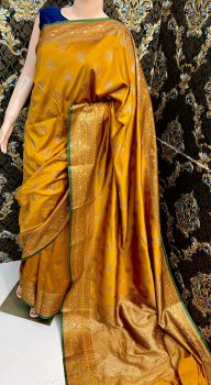 Yellow Soft Silk Saree From Bengal