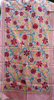 Off white colour Pure Tassar Kathastitch Dupatta From Bengal