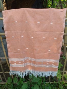 Peach Pure Handloom Butta Cotton Stole From Assam