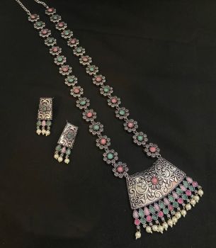 Light Pink Sky Blue German Silver Oxidised Jewellery