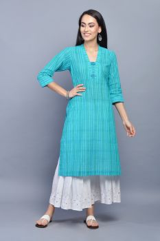 Striped Ocean Blue Kurta