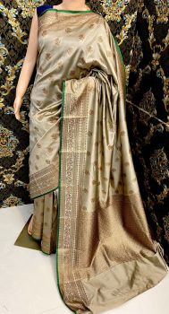 Brownish Grey Soft Silk Saree From Bengal