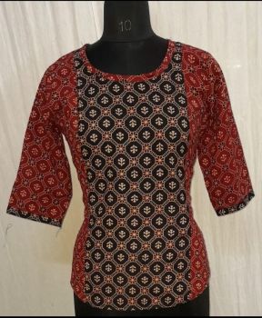 Printed Pure Cotton Ajrakh Short Top