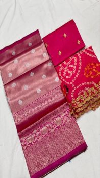 Pink Kanjivaram Silk Zari Lehenga With Blouse Along With Heavy Embroidery Zari Work Dupatta