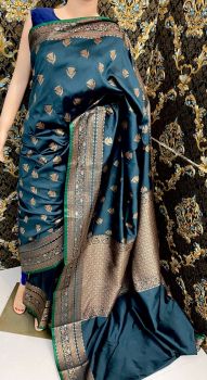 Dark Blue Soft Silk Saree From Bengal