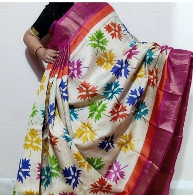 Multi Colour Pure Handloom Tussar Silk Saree From Bengal