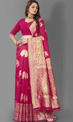 Raspberry Pure Handloom Silk Saree From Banaras