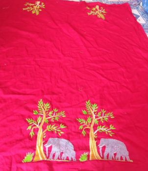 Red Colour pure handloom Blouse Material From Bengal
