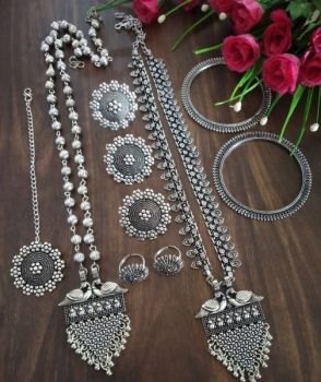 Long Pendent German Silver Oxidised Jewellery