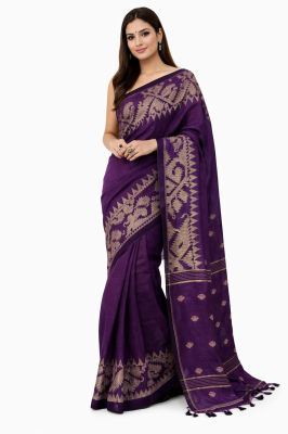 Purple Linen By Linen Saree From Bengal