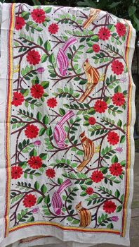 Off white colour Pure Tossor Kathastitch Dupatta From Bengal