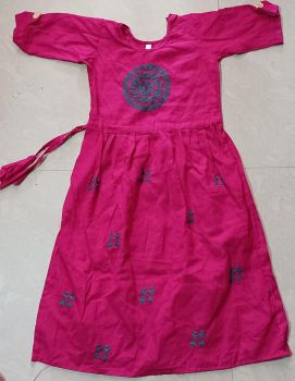 Pink Kantha Stitch Cotton Baby Frock