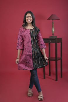 Pink Kantha Stitch Top