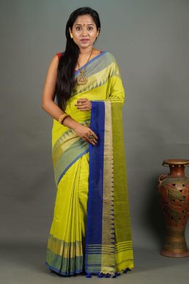Multi Colour Pure Handloom Cotton Saree From Bengal