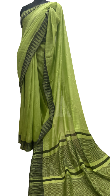 Green & Black Handcrafted Kota Silk Saree.