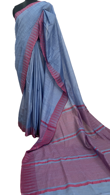 Blue & Pink Handcrafted Kota Silk Saree.