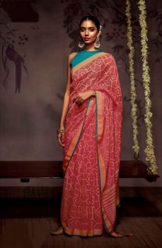 Light Red Box Soft Brasso Organza Saree
