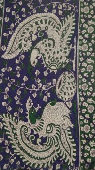Dark Green & Blue Multicolour Kalamkari Cotton Saree