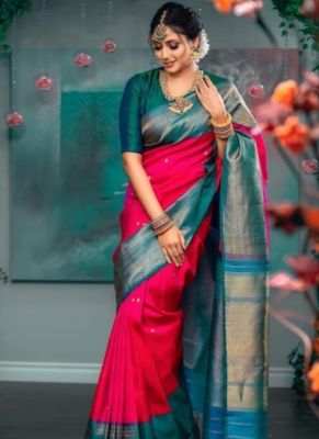 Red Pure Handloom Silk Saree From Banaras