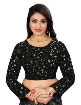 Black Velvet 9000 Embroidery Work With Sequence Blouse