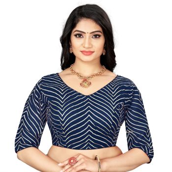 Navy Blue Georgette Fabric With Embroidery Blouse
