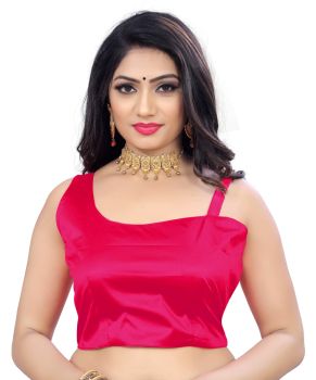 Pink Malai Satin Fabric One Side Strap Blouse