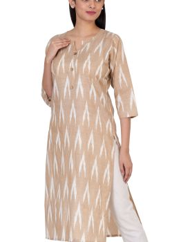 GMH Women's Cotton Ikkat Kurti for Knee Length, Traditional Festive & Casual Kurta for Women