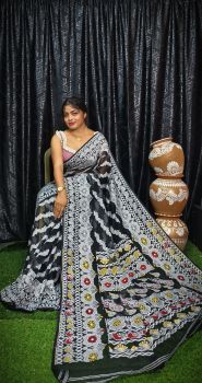 Black Pure Handloom Jamdani Saree From Bengal