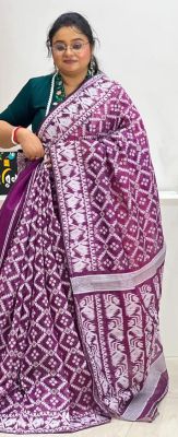 Purple Pure Handloom Dhakai Jamdani Saree From Bengal