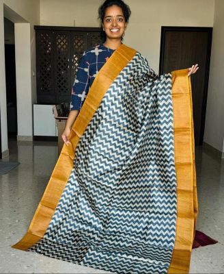 Multi Colour Pure Handloom Tussar Silk Saree From Bengal