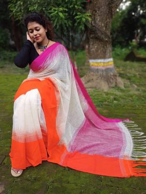Multi Colour Pure Handloom Cotton Saree From Bengal