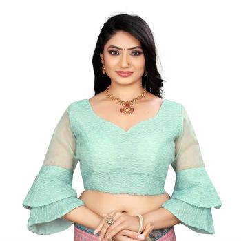 Mint Green Organza With Embroidery Cording Dori Blouse