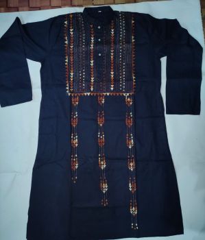 Blue Pure Handloom Cotton Kurta From Bengal