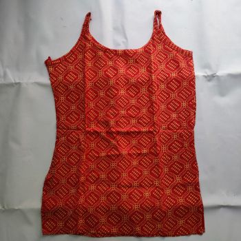 Dark Red Ajrakh Pure Handloom Cotton Short Top From Bengal