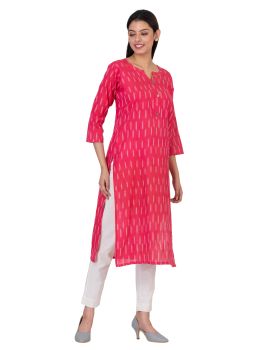GMH Women's Cotton Ikkat Kurti for Knee Length, Traditional Festive & Casual Kurta for Women