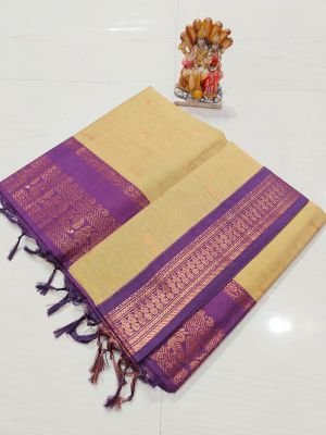 Beige Pure Handloom Gadwal Saree From Bengal
