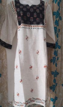 Off White Pure Handloom Cotton Kurti From Bengal