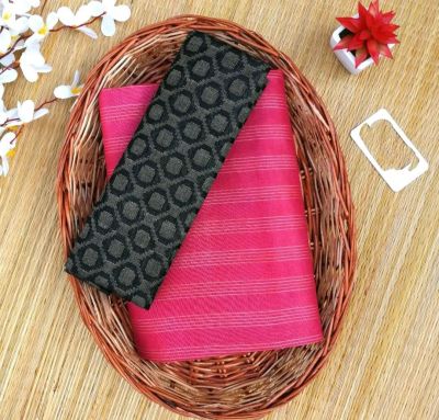 Dark Pink Pure Handloom jacquard Silk Saree From Banaras