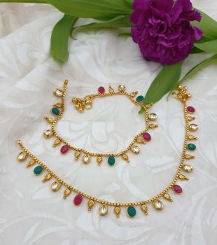 Antique multi stone anklets AC0032
