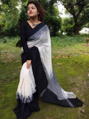 Multi Colour Pure Handloom Cotton Saree From Bengal