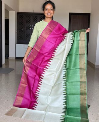 Multi Colour Pure Handloom Tussar Silk Saree From Bengal