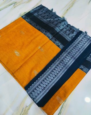 Sunrise Orange Pure Handloom Gadwal Saree From Bengal
