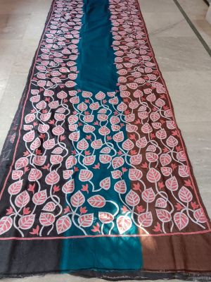 Multi Pure Handloom Kantha Silk Saree From Bengal