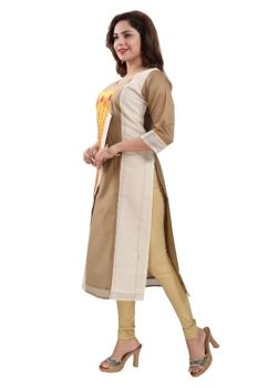 Yellow and cream party wear kurti