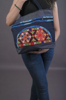 Multi colour Bag Women Pure Handloom Gurjari Madhubani Print