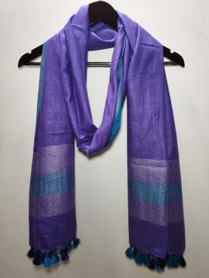 Voilet Pure Handloom Linen Cotton Dupatta Bhagalpur