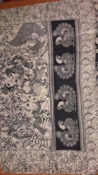 Multicolor Kalamkari saree with fancy designer pallu
