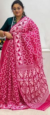 Rose Pink Pure Handloom Cotton Saree From Bengal