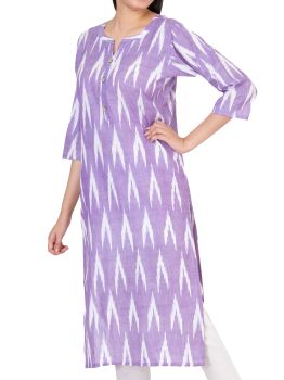 GMH Women's Cotton Ikkat Kurti for Knee Length, Traditional Festive & Casual Kurta for Women